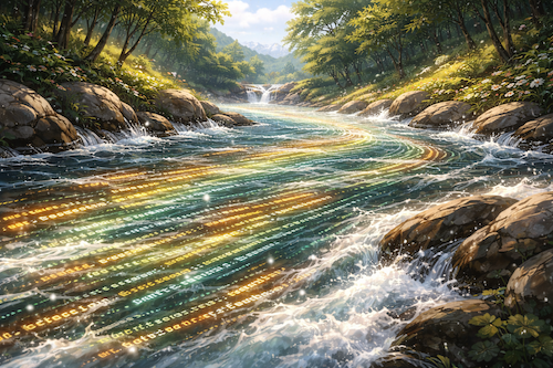 A busy river of code